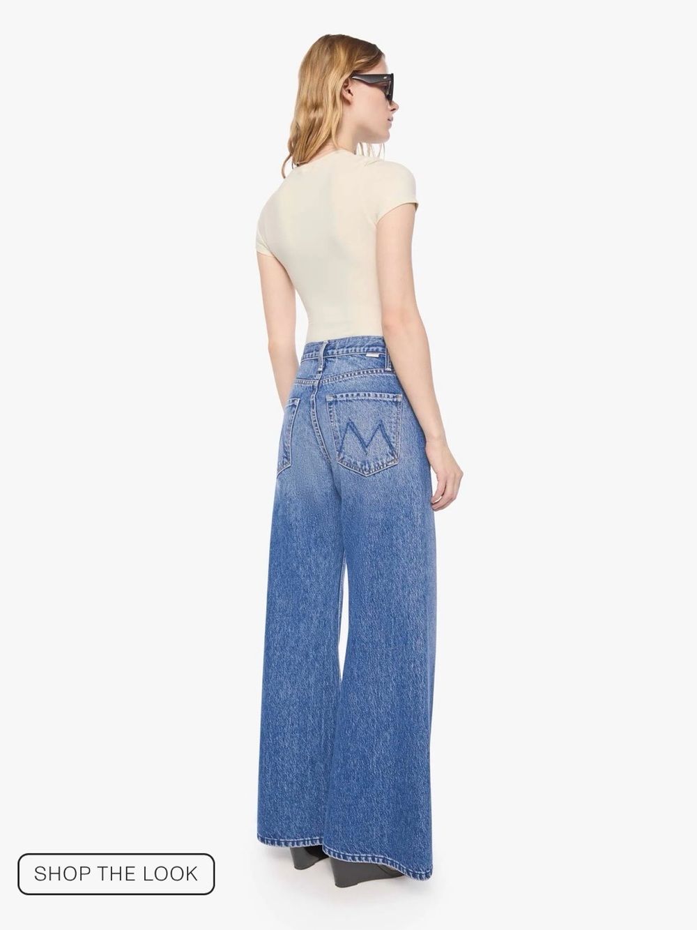 MOTHER Wide-Leg High Rise Jeans in Blue Wash